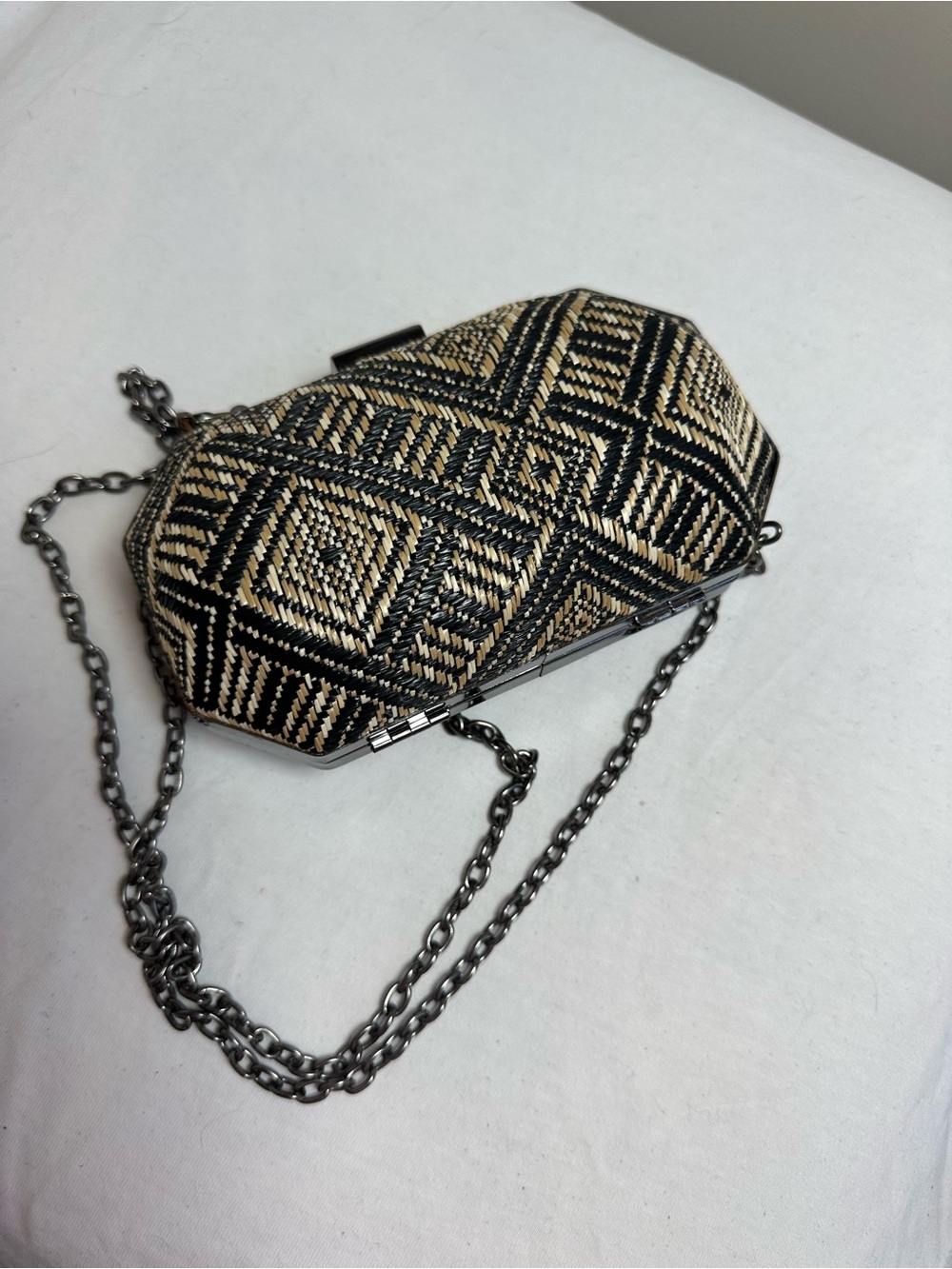 Boston Proper woven clutch with chain